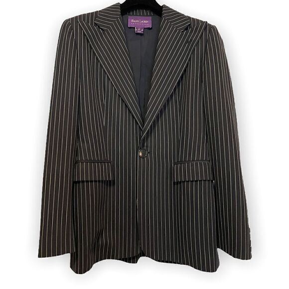 ❤️SOLD❤️Ralph Lauren Purple Label Collection Women's Black Pinstripe Jacket |6| - Picture 8 of 10